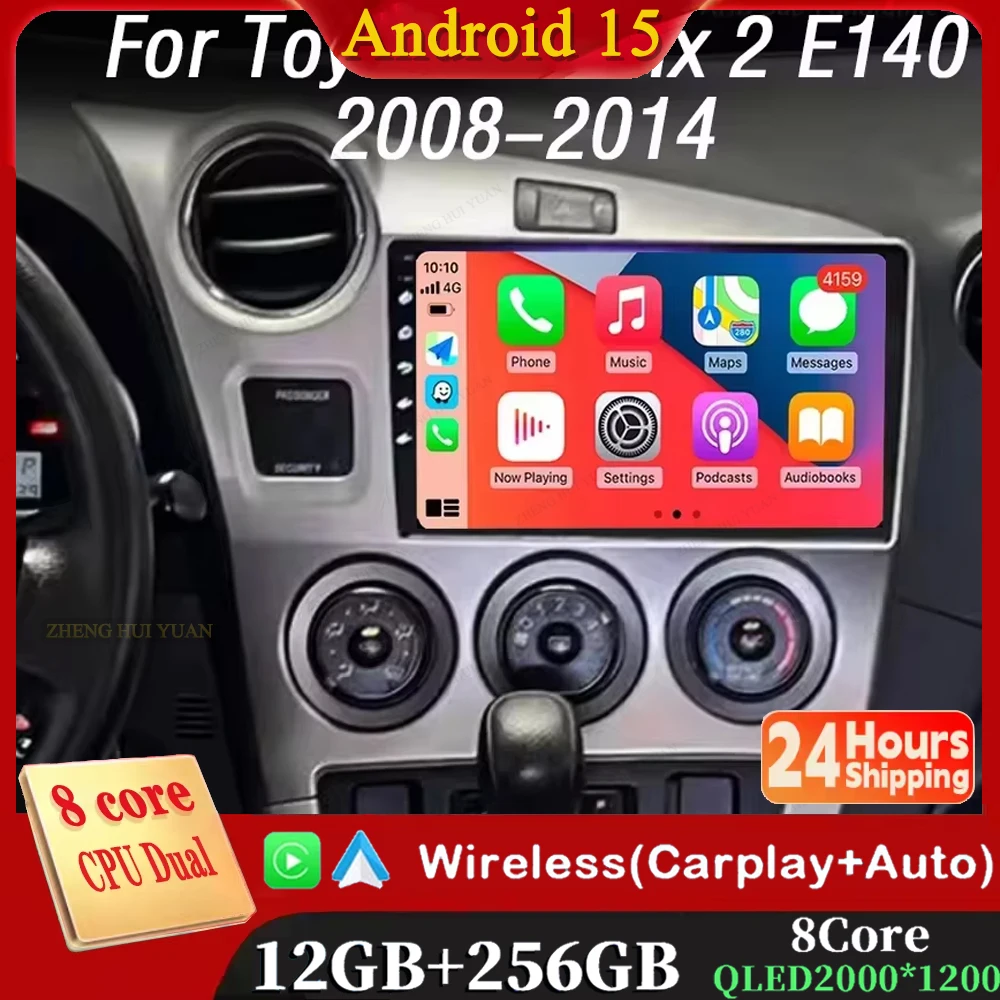 Android 14 Carplay Auto Radio del coche para Toyota Matrix 2 E140 2008 2009 2010 2011 2012 2013 2014 reproductor Multimedia navegación GPS