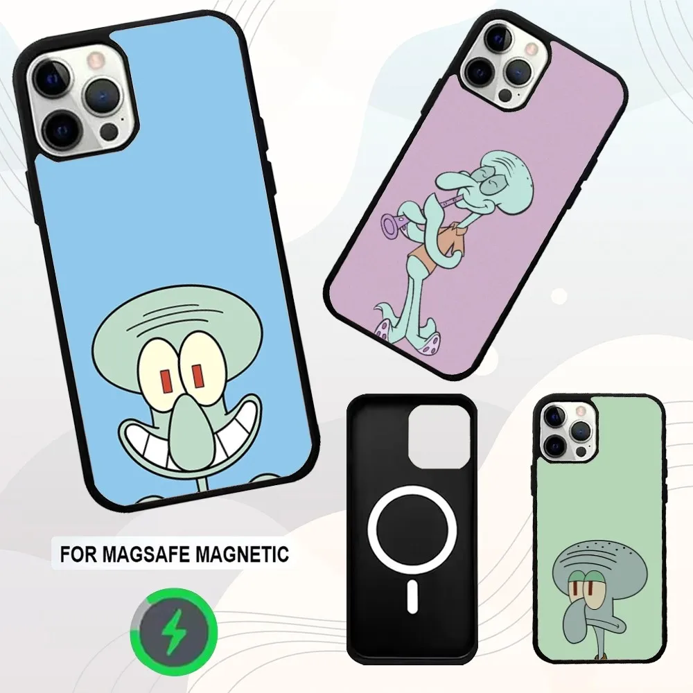 

S-Squidward-D Tentacles Phone Case For iPhone 16e,16,15,14,13,12,11,Plus,Pro,Max,Mini Magsafe Magnetic Wireless Charging