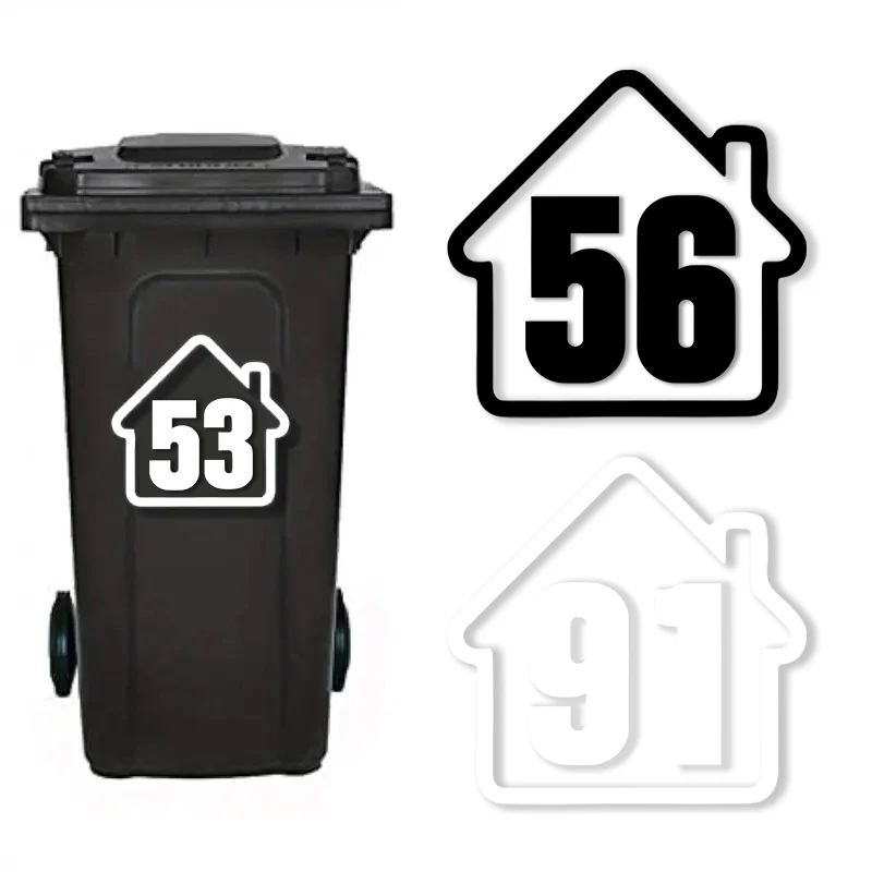 1pc Weatherproof Self Adhesive Number Stickers - DIY Free Combination Wheelie Bin Trash Can Dustbin Garage Decals