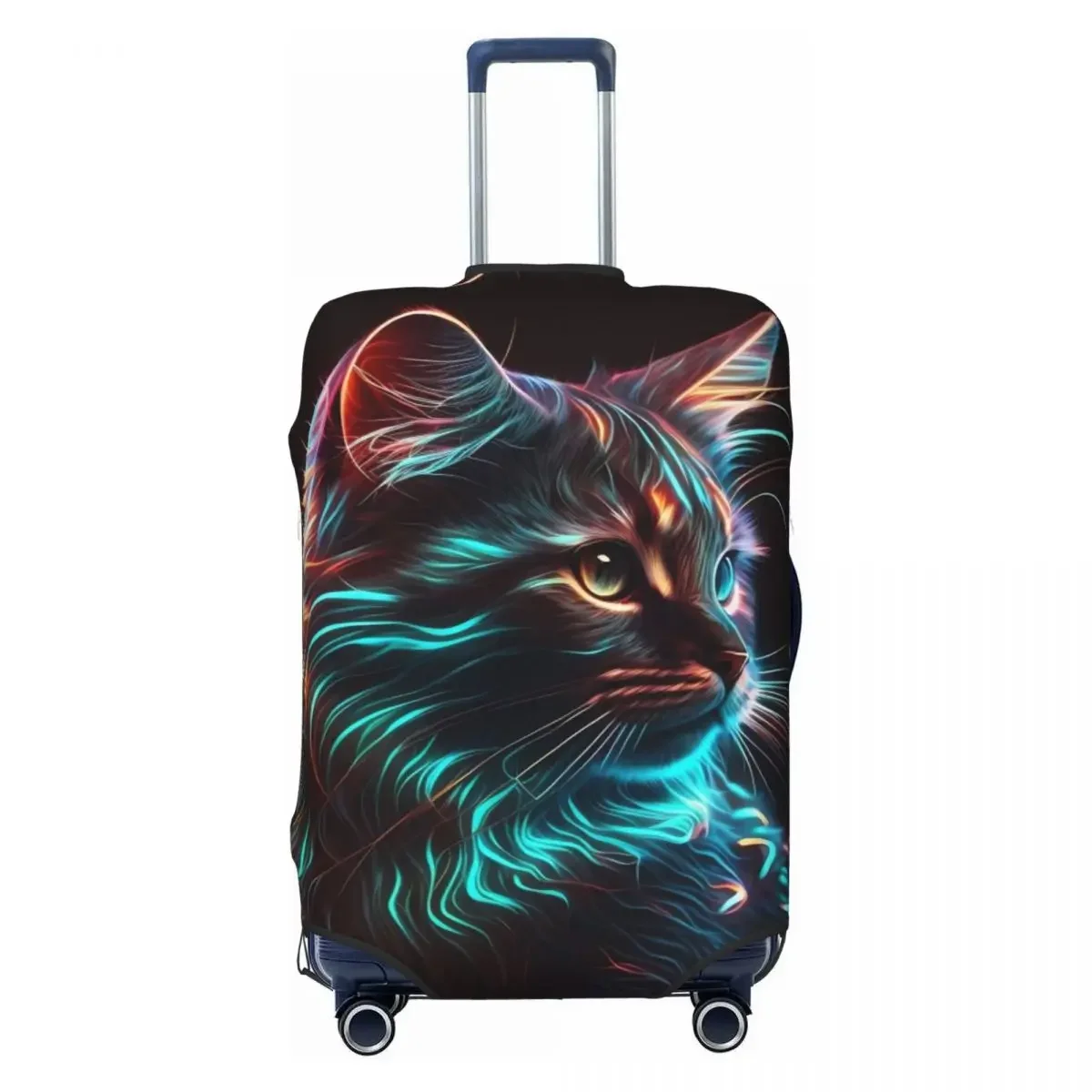 Nice Cat Suitcase Cover neon animal Print Travel Protector Holiday Useful Luggage Supplies