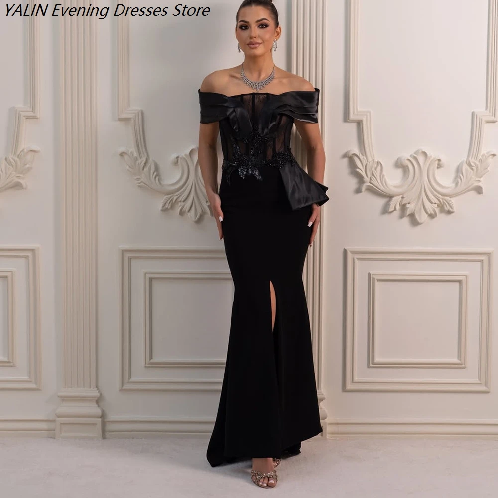 

Women's A-line Evening Dresses Floor-length Off The Shoulder Sleeveless Prom Dresses Fashion Sequined Draped Customized Gowns