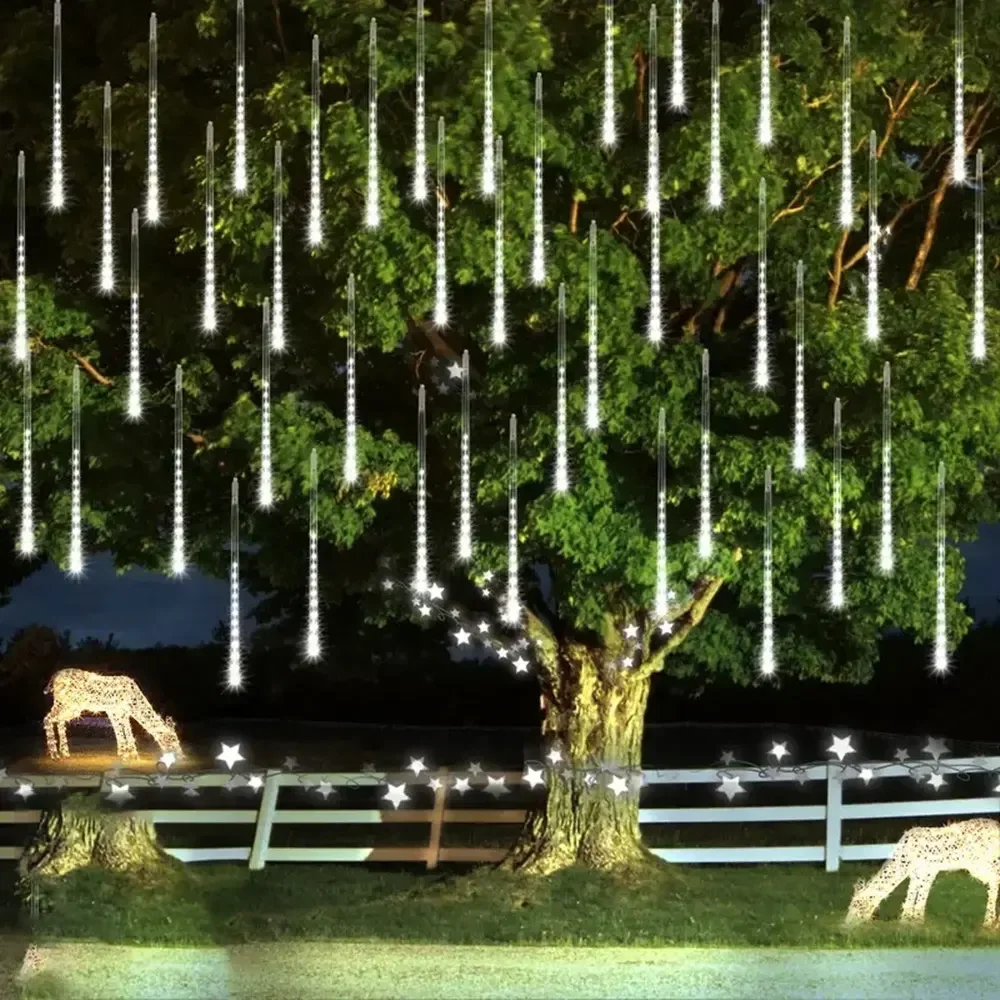30/50cm USB LED Meteor Shower Lights Falling Rain Drop Fairy String Light for Christmas Party Garden Holiday Decorations