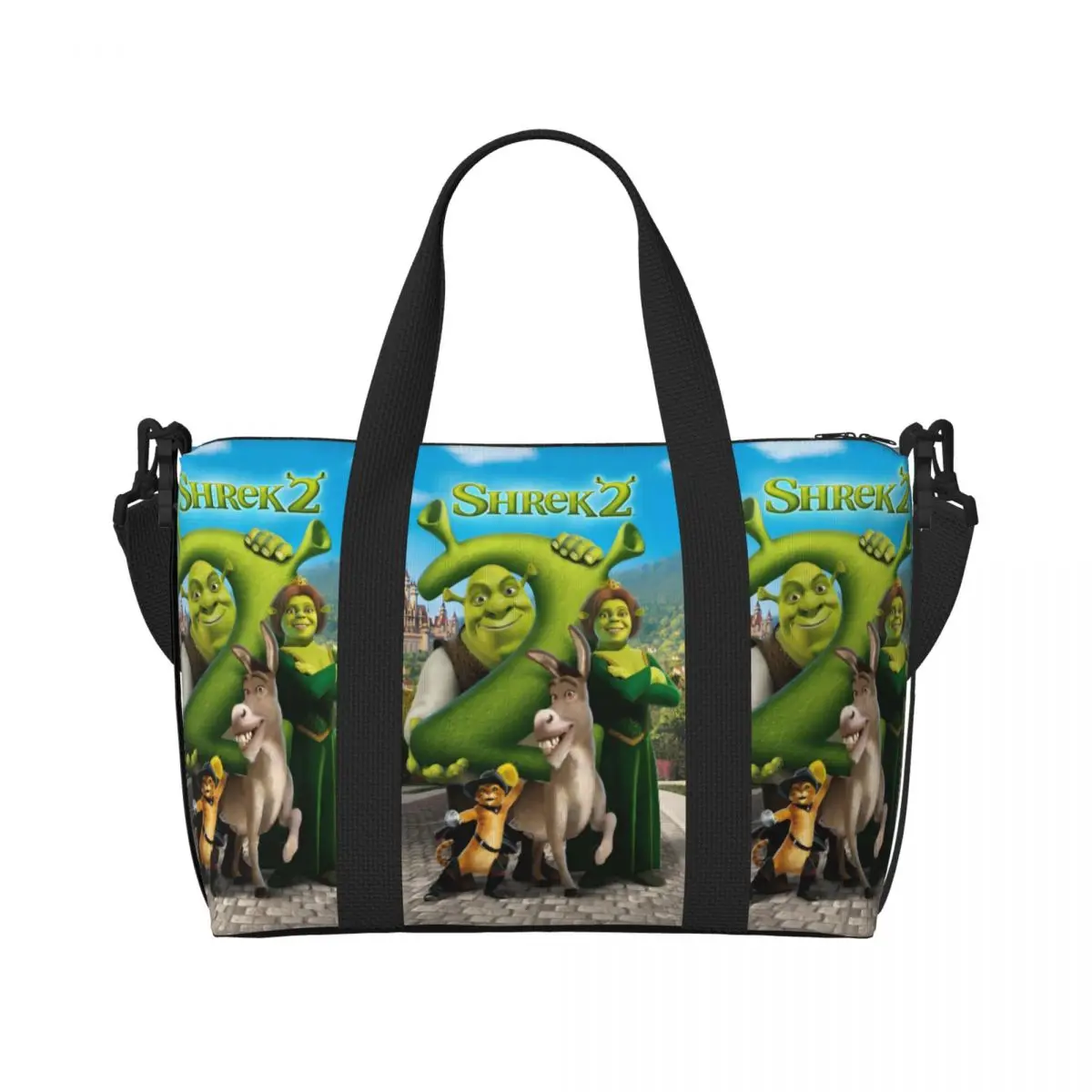 

Custom S-shreks Beach Tote Bag for Women Extra Large Gym Carry On Funny Cartoons Travel Shopping Bags