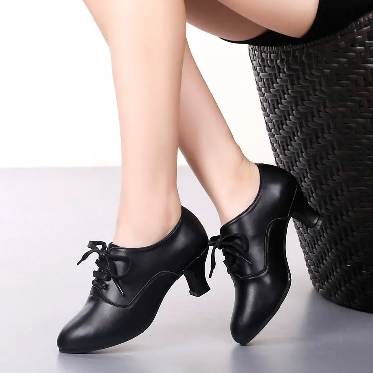 

Ladingwu Pointe Dance Shoes Women's Genuine Leather Shoes For Ballroom Dancing Latin Woman Salsa Teacher Dance Shoes Heel 5cm