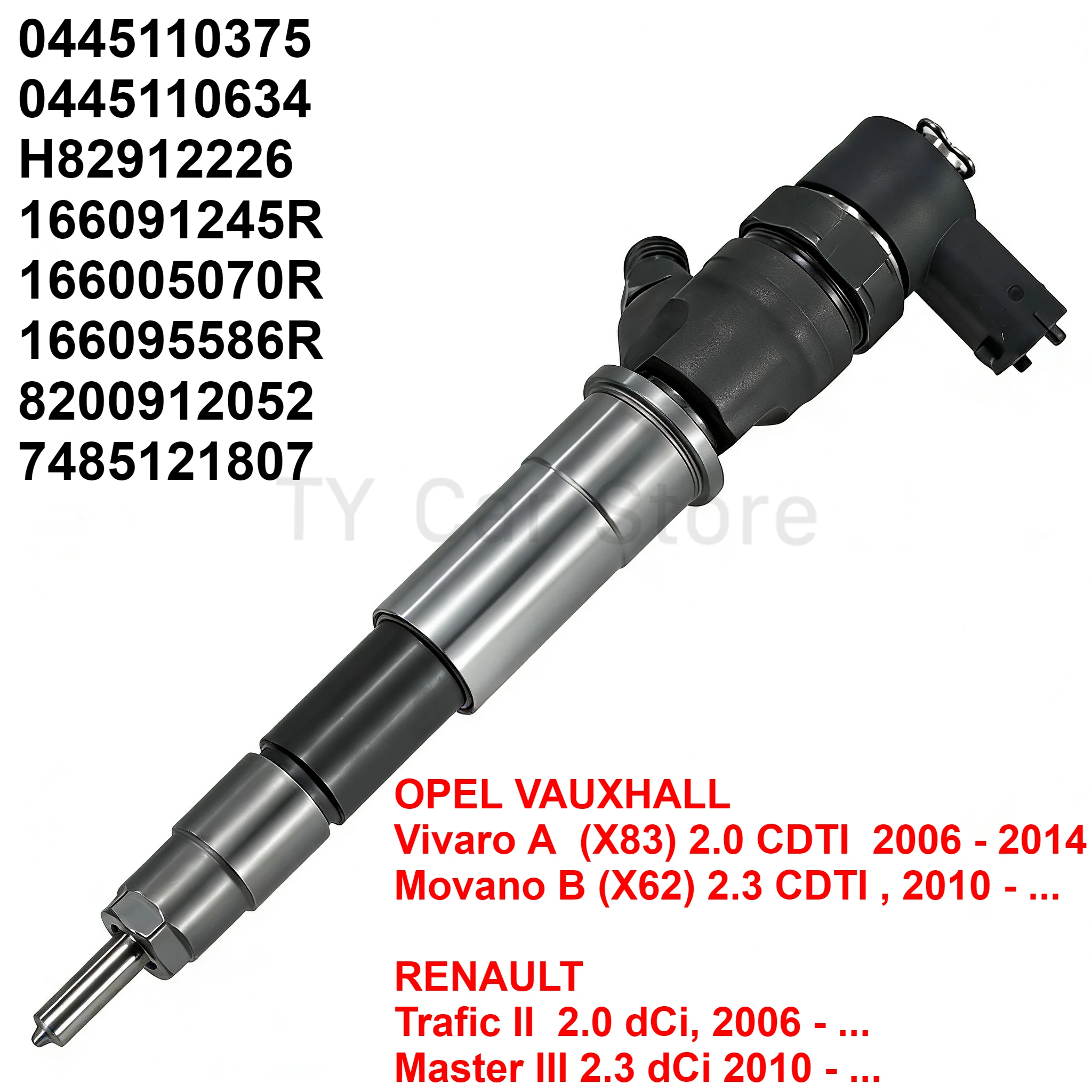166091245R 0445110634 0445110375 H82912226 New Diesel Fuel Injector For Renault Master Trafic Vauxhall Vivaro Movano 2.0 2.3DCI