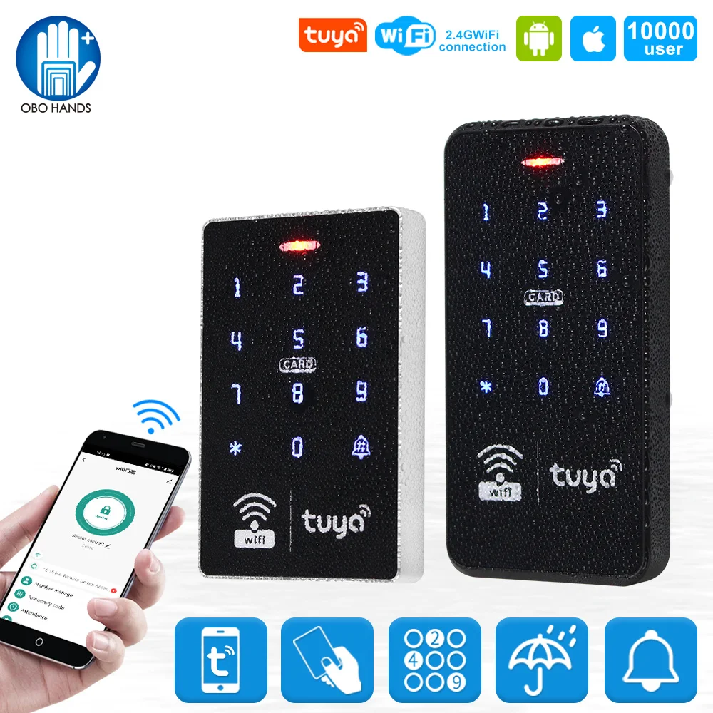 

WiFi Tuya Door Access Control Keypad IP68 Waterproof RFID Keyboard Controller Reader Touch Door Opener APP Remote Unlock WG26/34