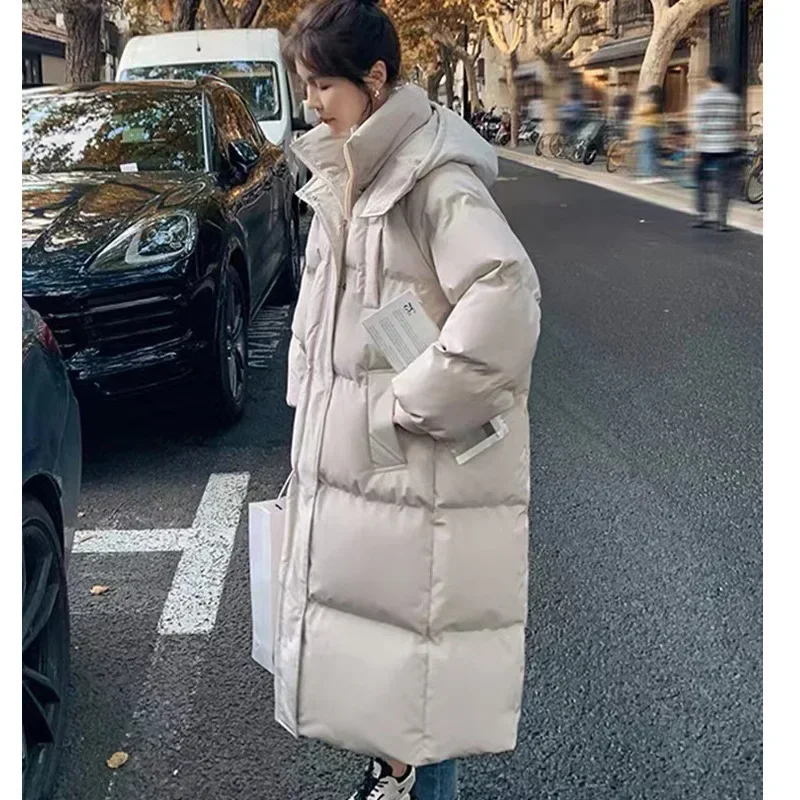 Thickened Down Cotton Jacket Women\'s Loose Long Knee Length Cotton Jacket 2022 Winter New Coat Bread Clothing Trend