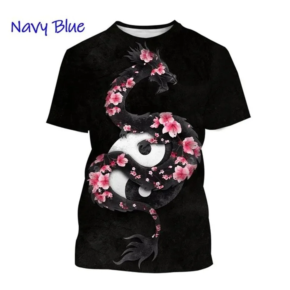 Bagua Tai Chi Yin Yang Koi Dragons T-Shirts Men\'s Unisex Streetwear Cool Short Sleeve Tops Causal 3D Print T Shirt Men Clothing