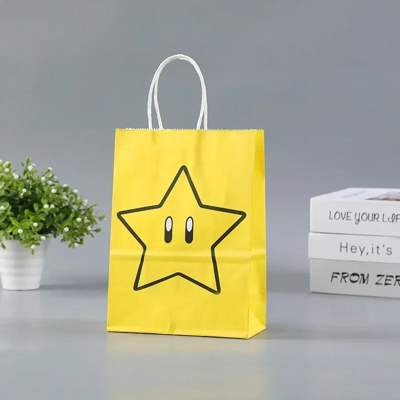 Game Super Mario Bros Paper Bag Cartoon Anime Party Gift Bags Kraft Paper Candy Package Handbags Kids Birthday Party Supplies