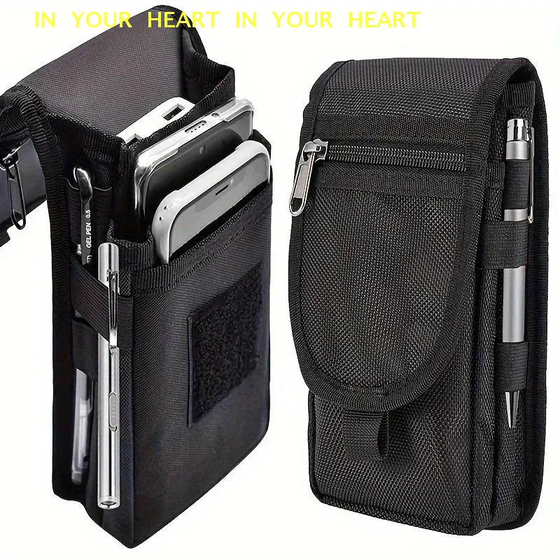 

Поясная сумка для телефона, повседневная, с откидной крышкой, с отделением для ручки, для ношения на поясе