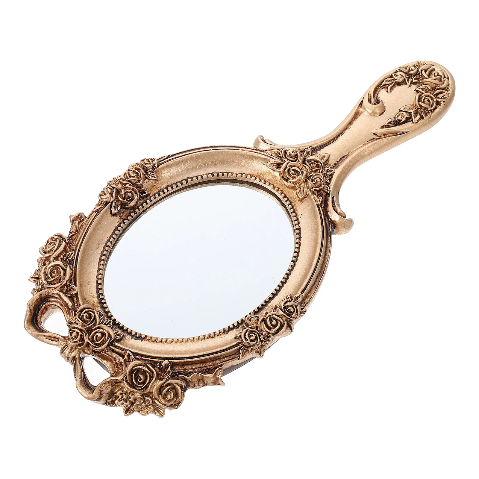 

Retro Handheld Mirror Lightweight Compact Size Ergonomic Handle Portable Makeup Mirror High Definition Delicate