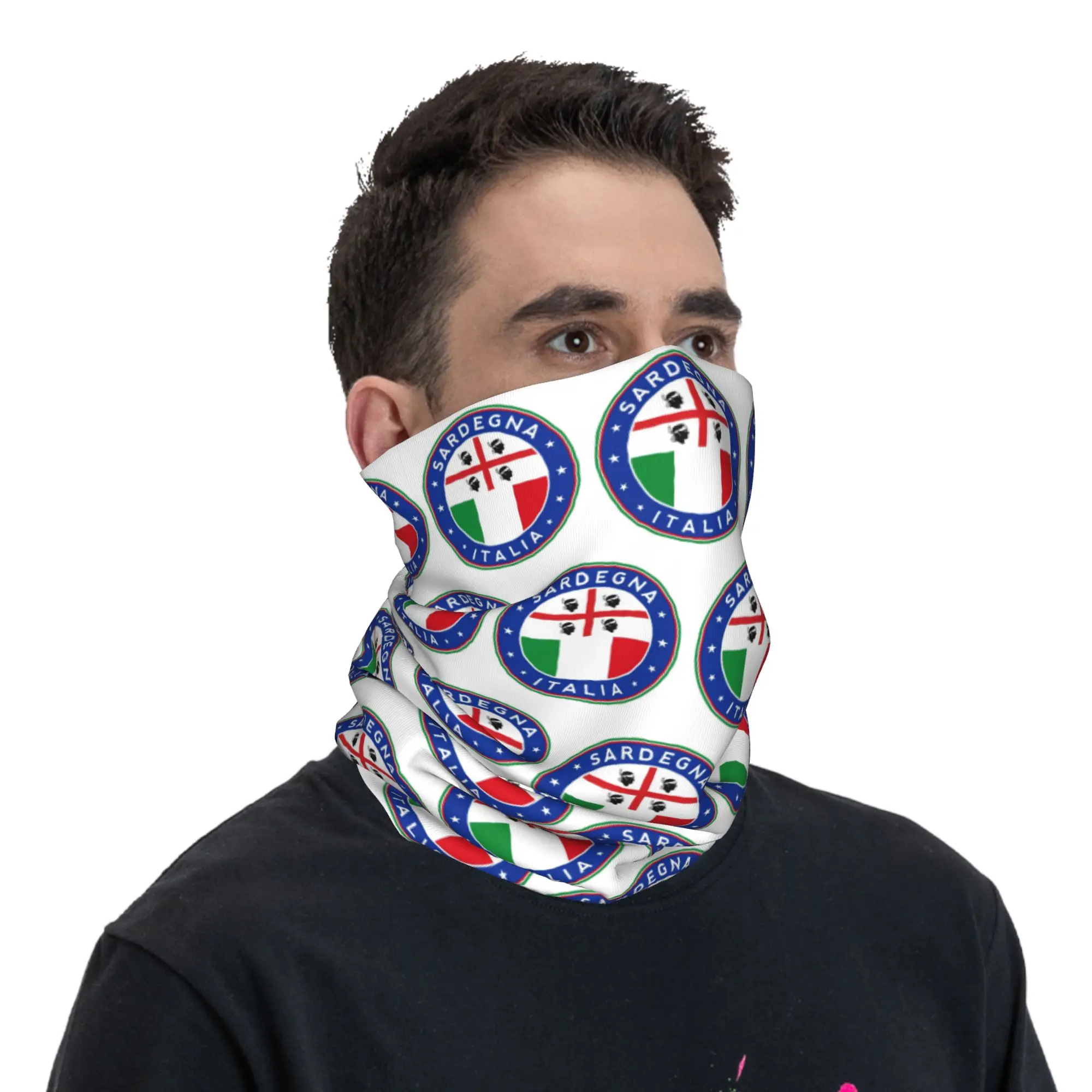 

Flag Of Sardinia Bandana Neck Gaiter Printed Face Scarf Multi-use Headband Cycling For Men Women Adult Breathable