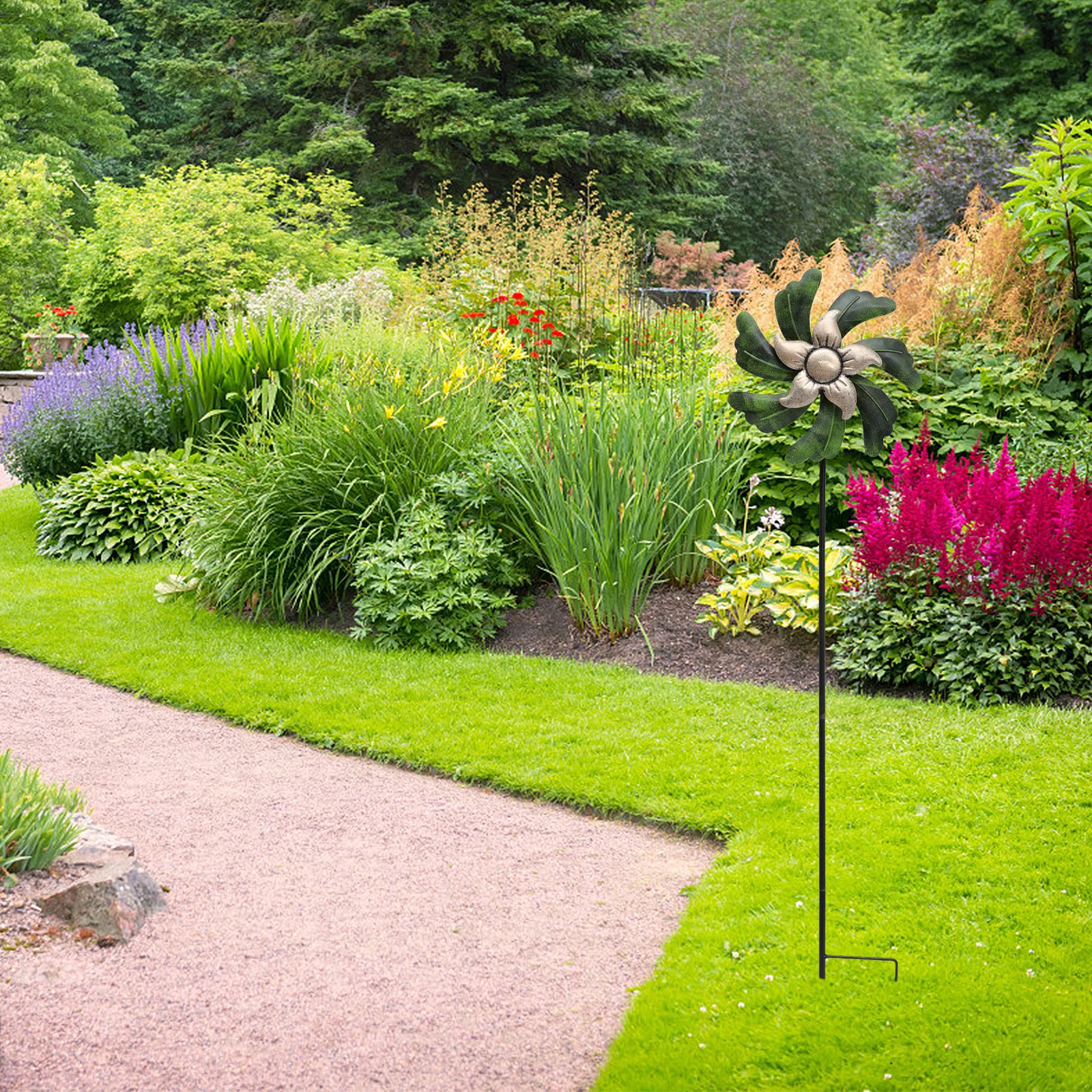 

Outdoor Decorative Windmill Colorful Iron Garden Pinwheel Adornment Yard Lawn Ground Insert Windmill Outdoor Decoration