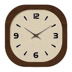 French-Style Retro Cream Crystal Porcelain Square-Shaped Simple Pattern Wooden Wall Clock for Living Room, Bedroom, Kitchen, Home Decoration, Silent Quartz Clock, Holiday Gift, 12 Inches, 14 Inches 16inch (Battery Not Included)