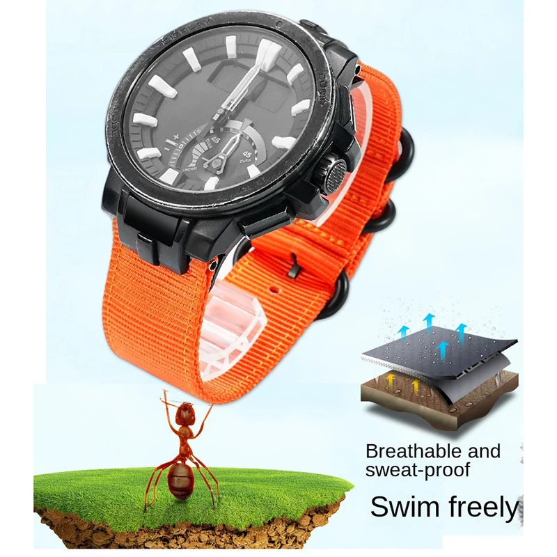 النايلون حزام ساعة اليد ل كاسيو PROTREK 5480 PRW-7000 PRW7000FC PRW-7000X تعديل حزام الساعات الرياضة مقاوم للماء تنفس سوار