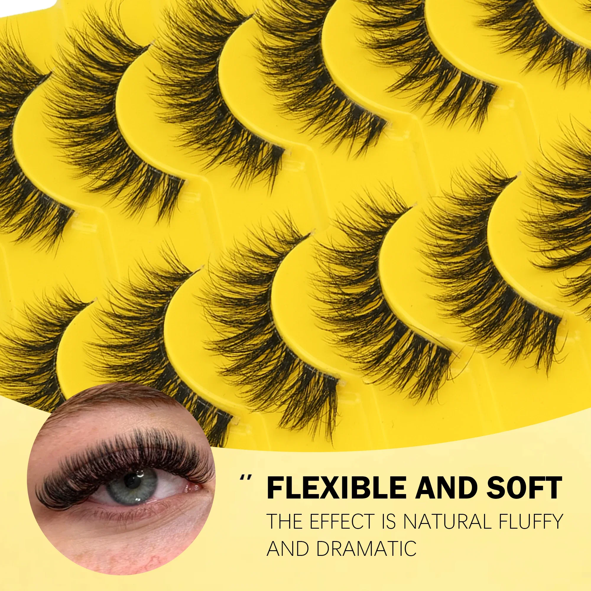 10 Pairs Fluffy Dramatic Strip Lashes Clear Invisible Band 6-18mm Mixed Length Soft Lightweight Reusable False Eyelashes Home &