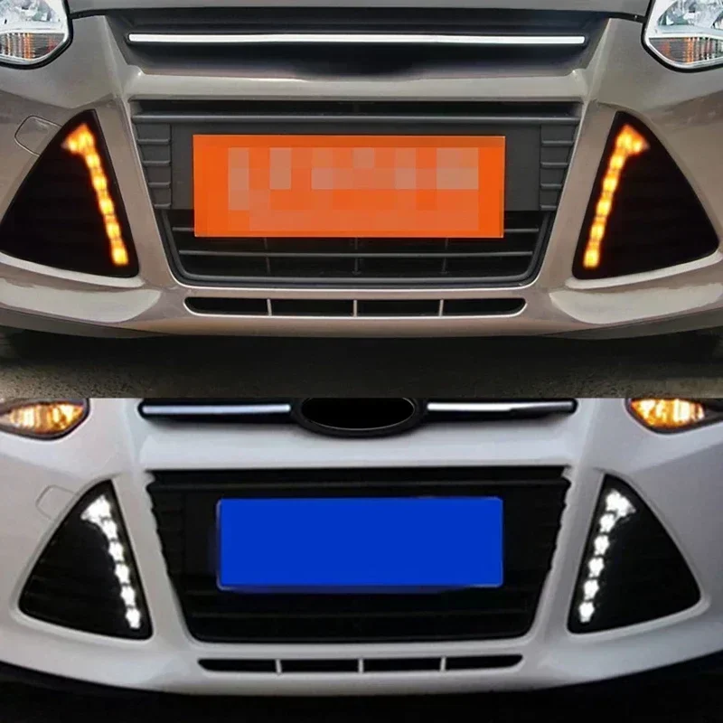 1Pair 12V Car LED Daytime Running Lights Fog Lamp for Ford Focus 3 MK3 2012-2014