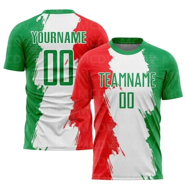 

Custom Grass Green Red-White Sublimation Mexico Soccer Uniform Jersey Short Sleeves Athletic Tee Shirts Unisex Top streetwear