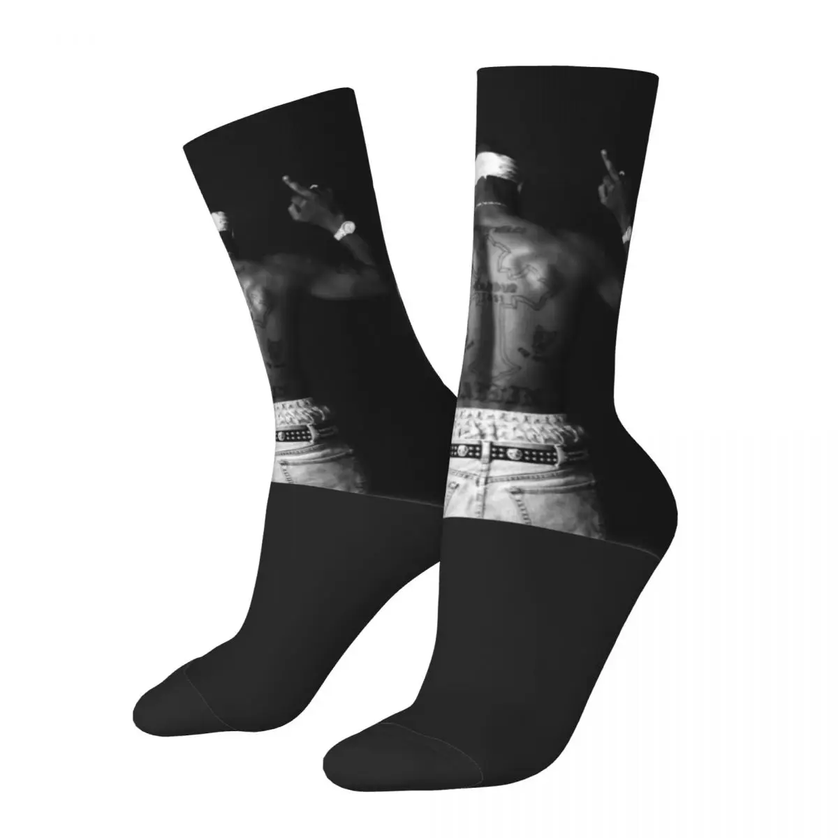 Autumn Winter Harajuku Men's Women's Cool Tattoo 2pac Socks Rapper Tupac Non-slip Soccer Socks