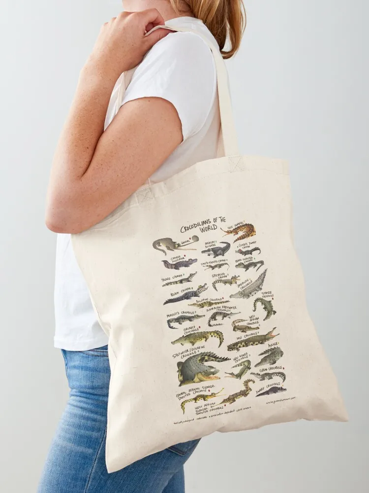 Crocodilians of the World Tote Bag eco pack tote bag men free delivery bags Women's shopping bag Canvas Tote