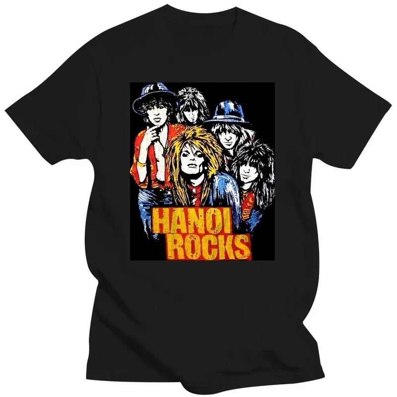 all sizes S 5XL men's Black White Immortal faces band poster Hanoi Rocks 4 Classic T Shirt Size S 5XL Idea For Fan men clothing