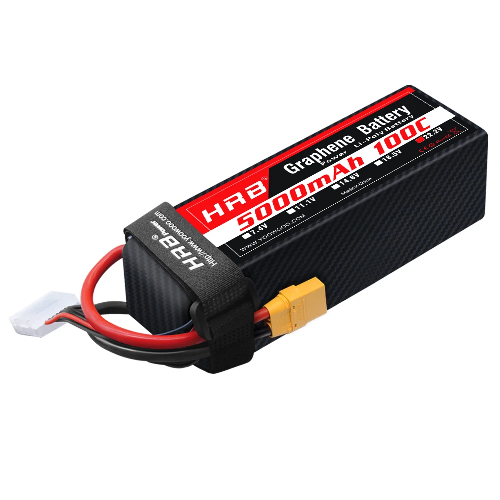 HRB 6S 5000mah Graphene battery 100C RC 22.2V 6S Lipo battery with XT90 Connector for Airplane Drones helicopter RC Car Monster