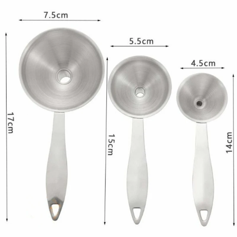 Imbuti 3 in 1 per il riempimento di bottiglie Set di imbuti da cucina in acciaio inossidabile per il trasferimento di oli essenziali liquidi