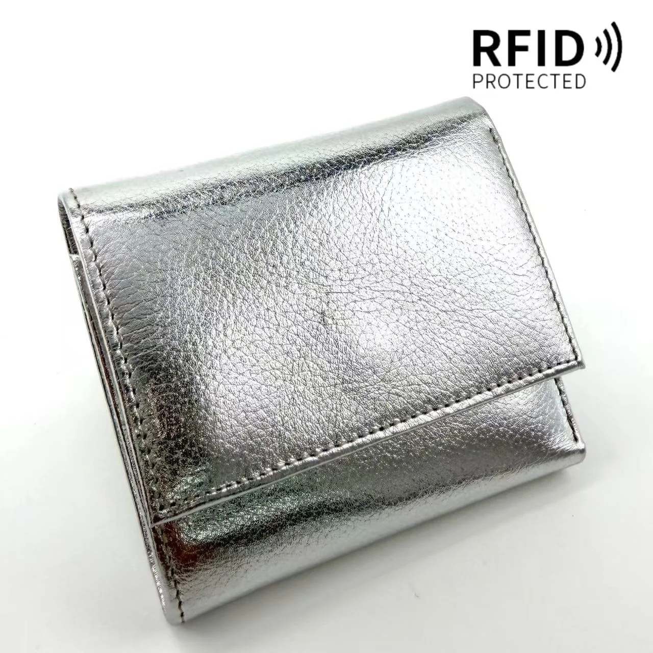 Mini Folded Genuine Leather Wallet Women RFID Card Holder Purse Ladies Soft Real Cow Leather Clutch with Gift Box