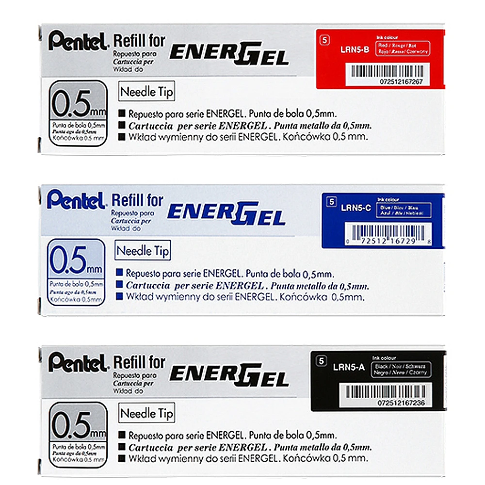 Pentel LRN5 Gel Pen Refills Set 0.5mm Needle Tip for EnerGel Gel Ink Pen Refill (compatible with BLN75/BLN105)