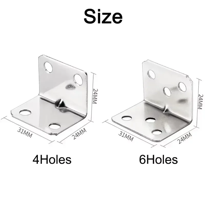 Soportes de esquina de acero inoxidable, conectores fijos de ángulo recto de 90 grados, muebles, estantería, gabinete, código de esquina, soporte en forma de L