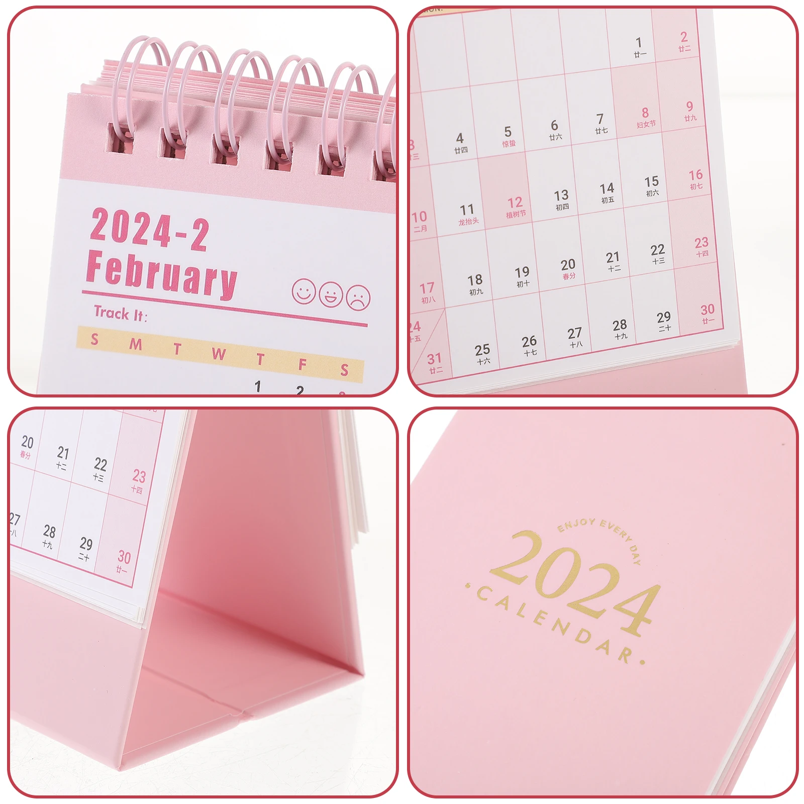 

Desk Calendar 2024 Monthly Planner Pink Mini Size Paper Table Decor Household Accessories Student Teacher Office Use Desktop