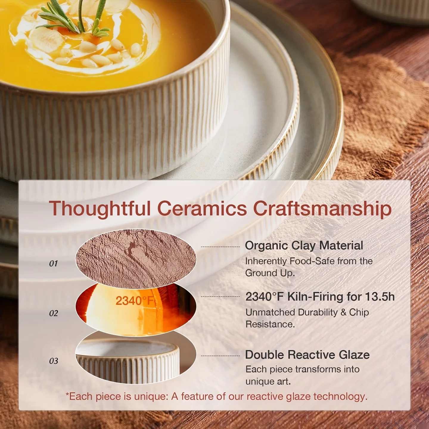 12-Piece Modern Stoneware Dinnerware Set for 4 – Cappuccino White Round Plates & Bowls, Microwave-Safe & Dishwasher-Safe, Ideal - view 6