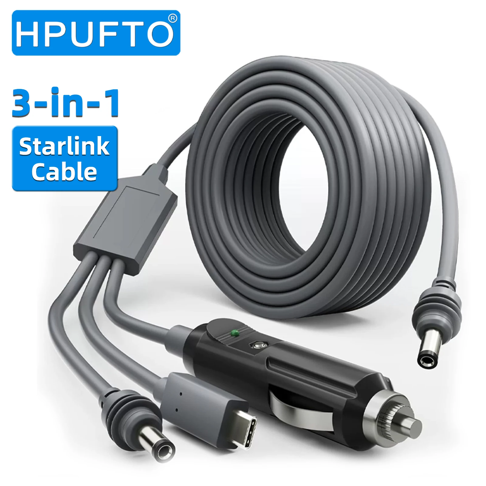

Starlink Mini Power Cable 3 in 1 3M High-Speed USB C/Car Charger/DC to DC Replacement Waterproof Extension Cable Accessories