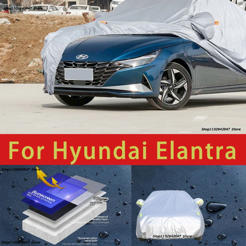 

For Hyundai Elantra Outdoor Protection Full Car Covers Snow Cover Sunshade Waterproof Dustproof Exterior Car accessories