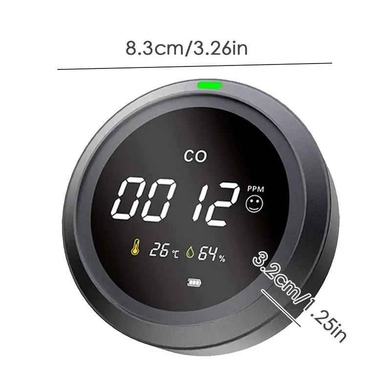 Monóxido de Carbono Detector Exterior, Monitor, CO Alarme, Aviso sonoro, Sensor Sensível, Operado a Bateria, Temp, Umidade