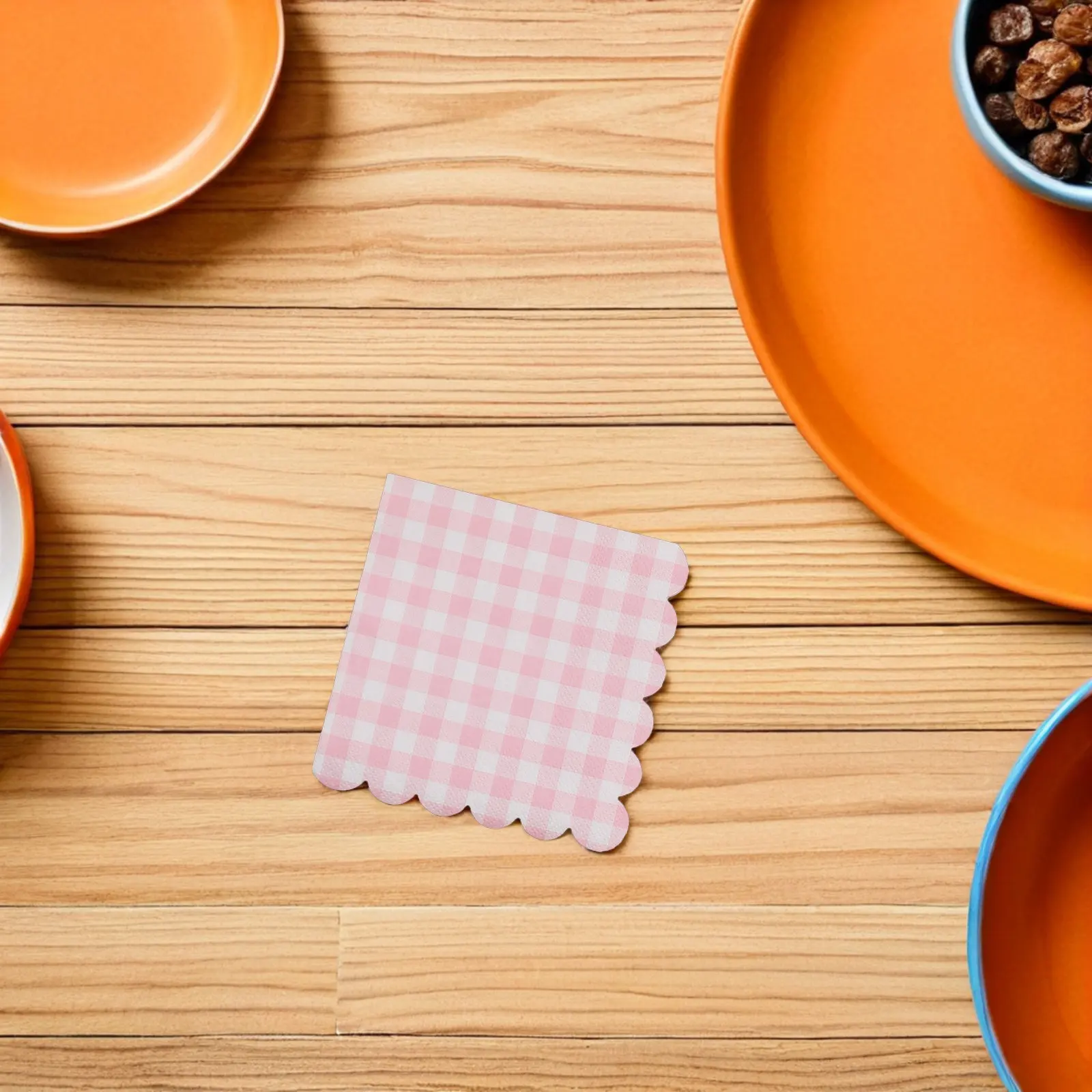 

Набор из 12 розовых бумажных салфеток в клетку с фигурным краем, 9,6x9,6 дюймов, 3-слойные, впитывающие, для вечеринок, свадеб и праздников