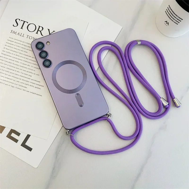Crossbody Lanyard Magnetische Hülle für Samsung Galaxy S26 S25 Edge S24 S23 S22 Plus Ultra S21 FE für Magsafe Silikon Soft Cover