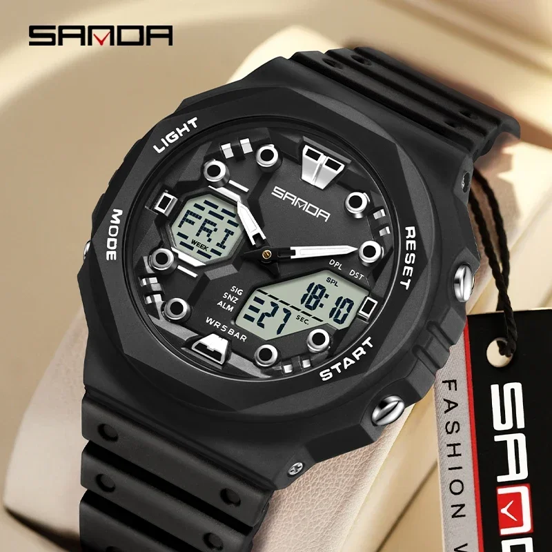 SANDA Fashion Men Watch Luxury Brand Multifunctional Electronic Watch For Men Outdoor Sports Watch Timer Alarm Clock Reloj 6200