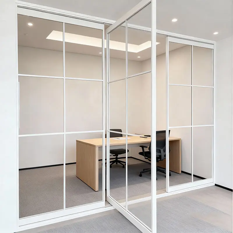 Office and Household Luxury Aluminum-framed Tempered Glass Pivot Door Fashionable Manual Revolving Doors Soundproof Glass Doors