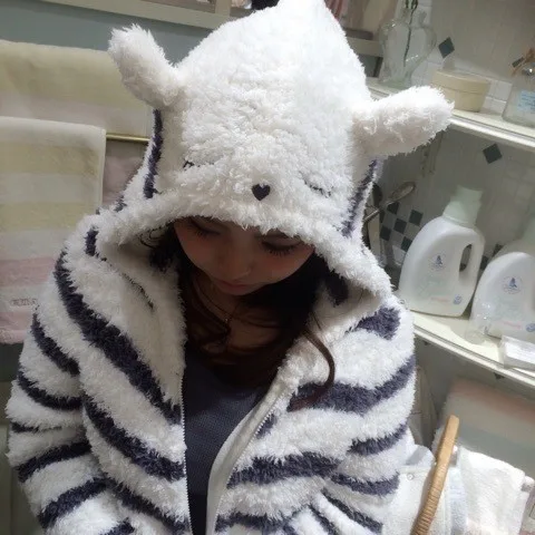 Winter Furry Female 2PCS Soft Pajamas Set Thicken Plush Flannel Sleepwear Loungewear Cute Cartoon Hooded Pijamas Suit Homewear