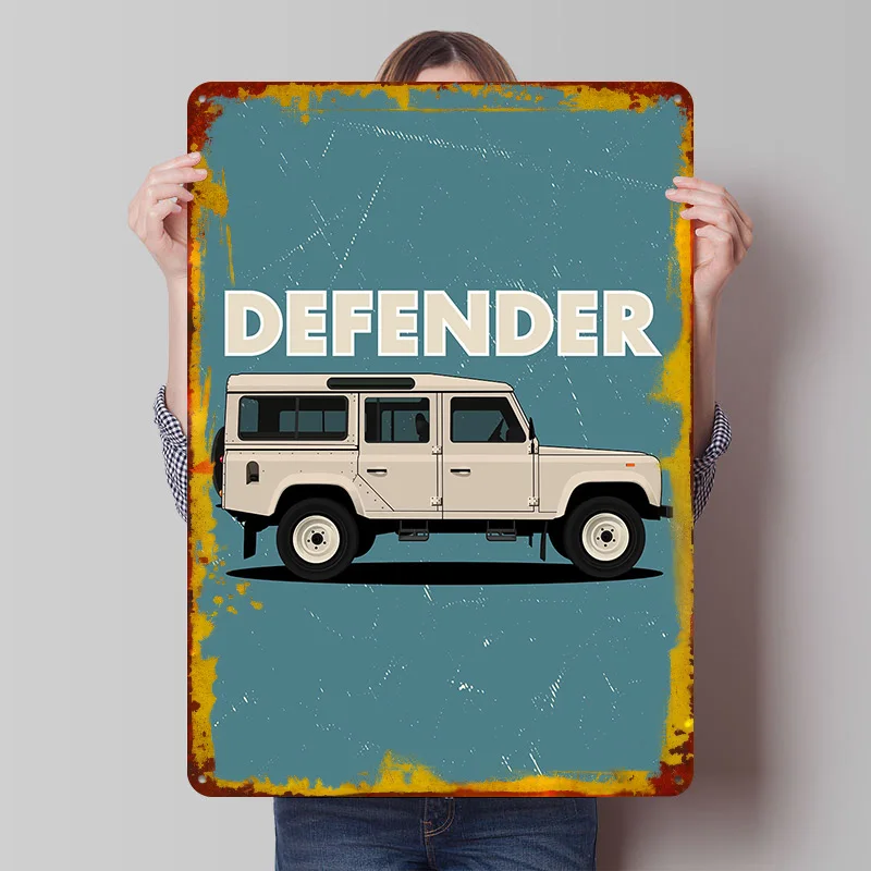 UK Car Rover Defender Long Metal Poster Customized Wall Art Retro Vintage Tinplate Signs for Home and Decoration Gaming House
