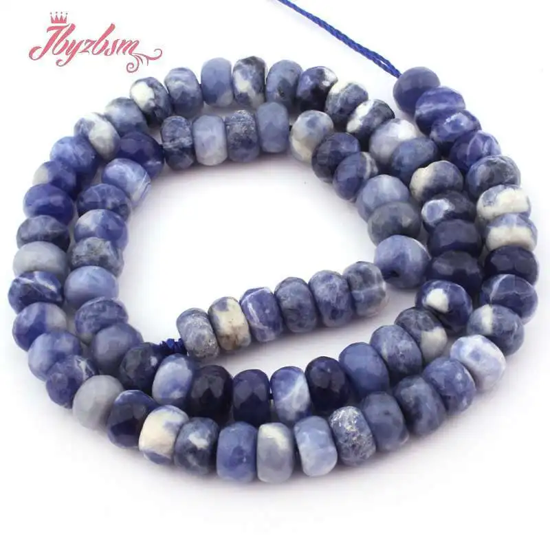 

3x6mm/4x8mm Natural Blue Sodalite Rondelle Stone Beads For Bracelet Jewelry Making DIY Loose Beads Strand 15 Inches