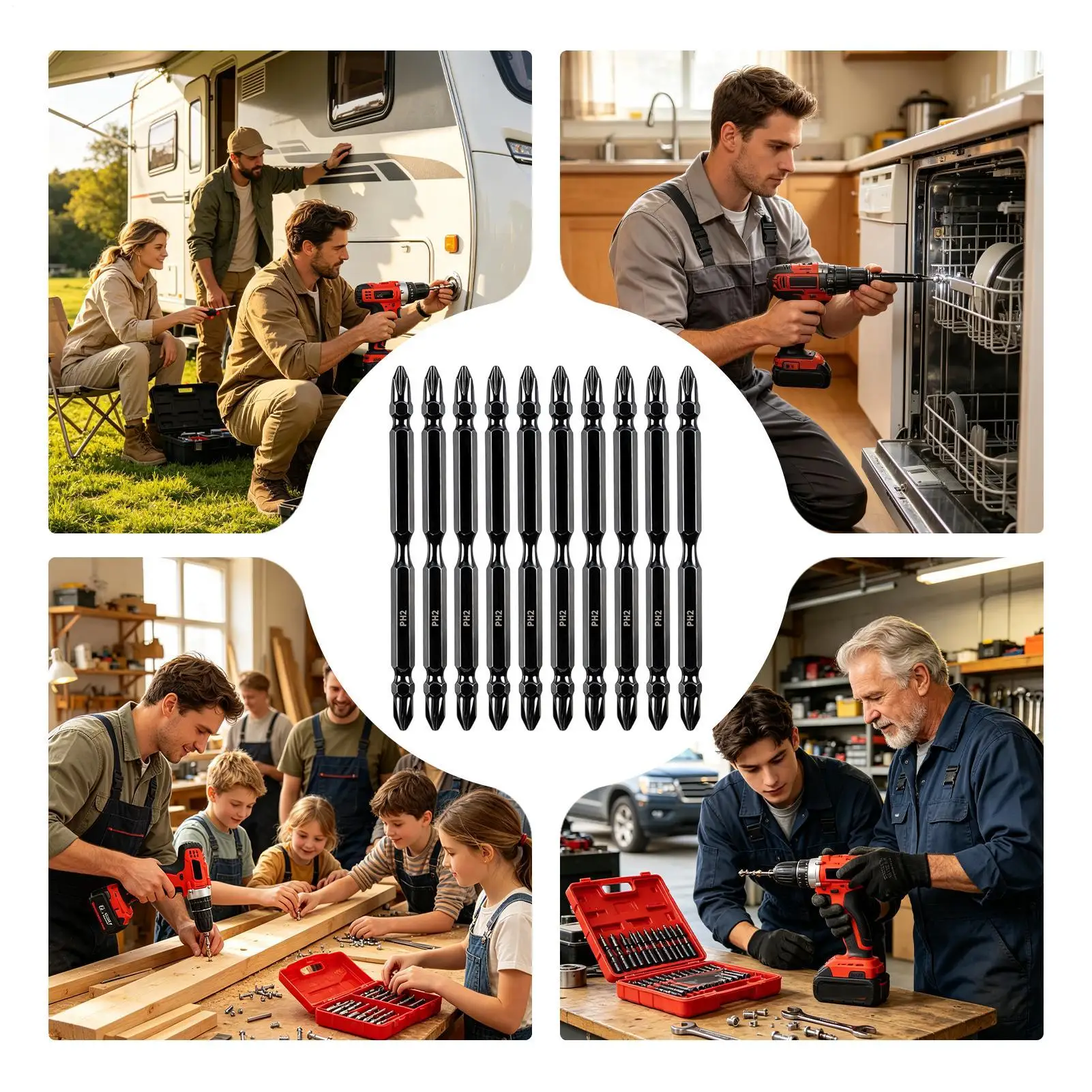 Magnetic Bits For Drill Double-Ended Milled Magnetic Driver Head Kit Multifunctional Screwdriver Bits Set For Industry view 3