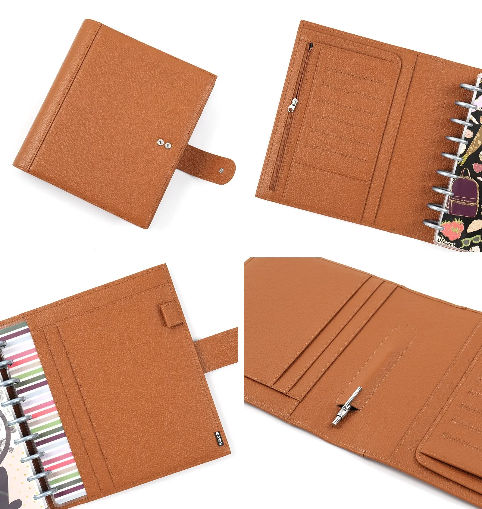 Moterm Genuine Leather Discbound Planner Cover For Happy Planner Classic Size Notebook Expansion Discbound Organizer Journal - view 3