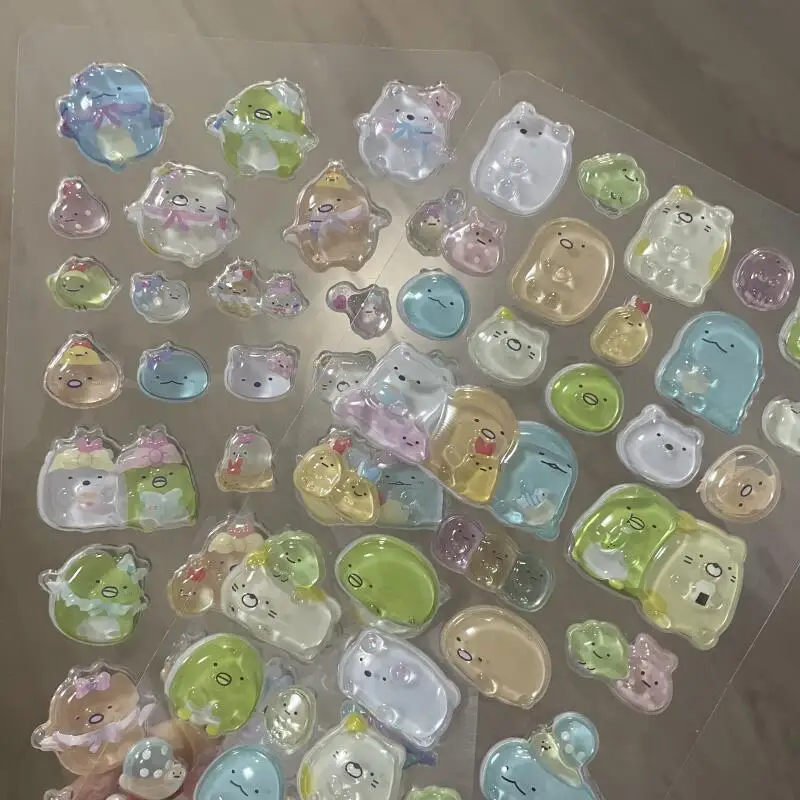 Kawaii Cartoon Sumikko Gurashi 3D Crystal Relief Stickers Anime Peripheral Phone Case Water Cup Decoration Student Reward Gift