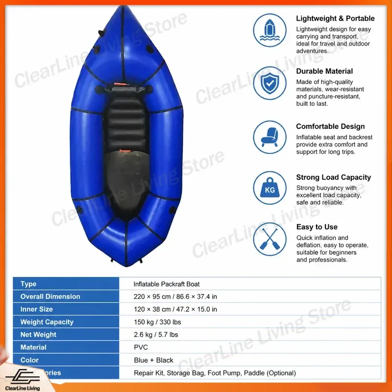 Inflatable Kayak TPU Fishing Boat with Pedals Lightweight Rowing Canoe Portable Small Watercraft for Adults Outdoor Sports
