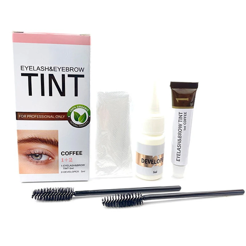 Juego de tinte de pestañas, Gel de tinte para cejas, Kit de crema de tinte de Color café, marrón y negro, maquillaje de ojos súper impermeable, 1 Juego