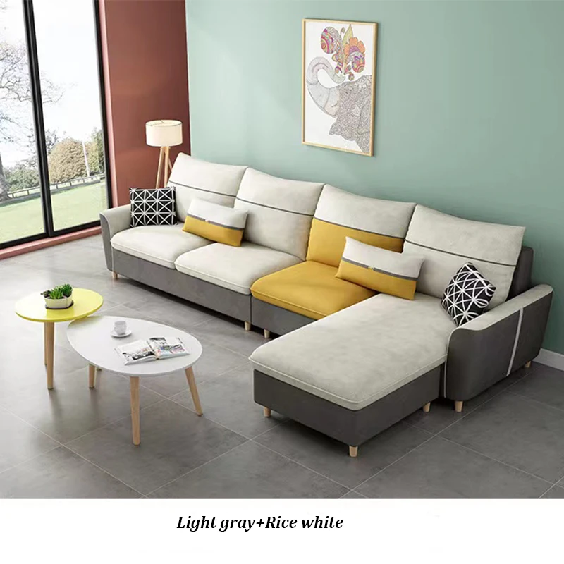 #2022 Hot Selling Nordic Type Modern Good Price Sectional Sofa for Living Room Furniture Wooden Frame Sofa Set I Shape