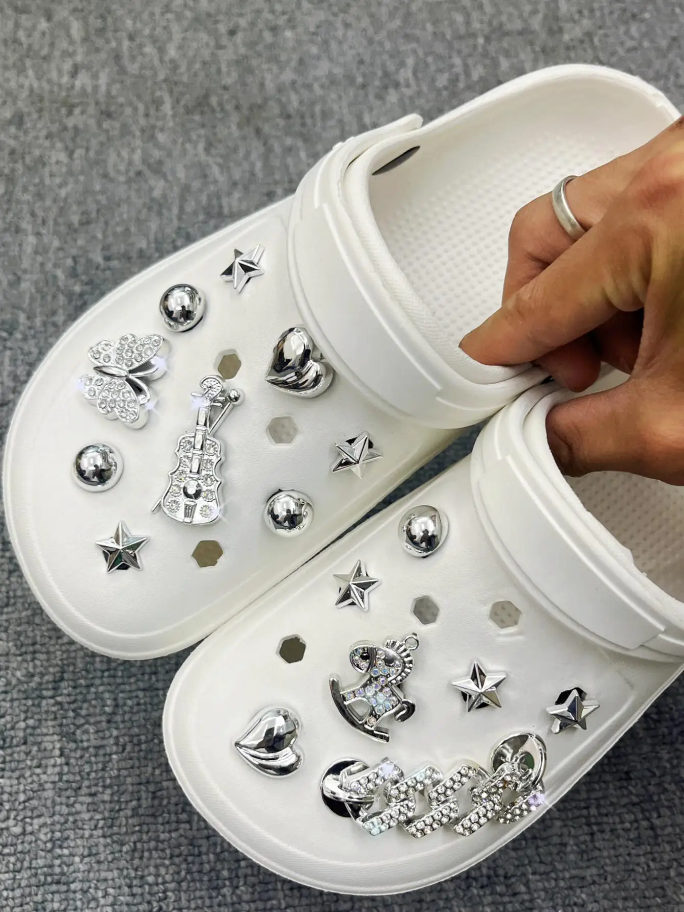 16 pezzi/set di scarpe da spiaggia accessori per scarpe, scarpe con catena a cavallo con diamanti a pois fai da te scarpe da giardino con fibbia decorativa floreale beach sho