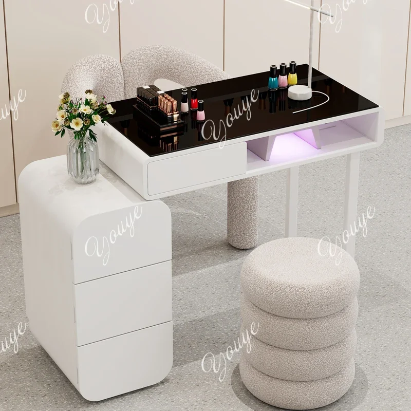 

XM кремовый стиль, набор столов и стульев для ногтей, японский одинарный и двойной маникюрный светильник, роскошная мебель Mesa Plegable Rosa, коммерческая мебель